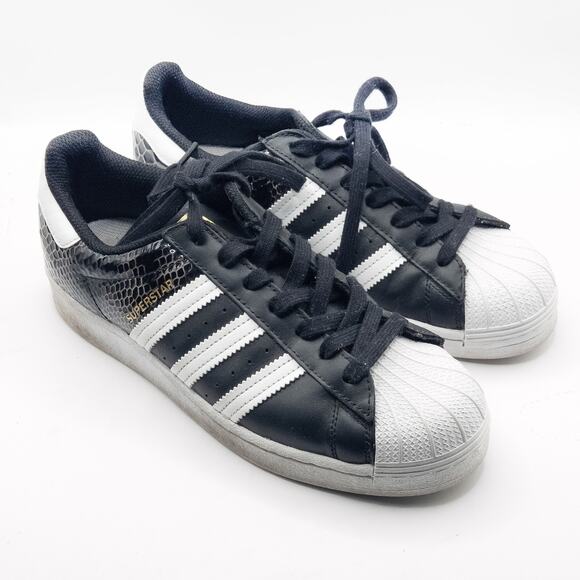 Adidas Superstar Sneakers Black White Animal Print Size 8 Streetwear Retro - Picture 2 of 8